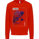 Cannabis Vaporwave Drugs Marijuana Weed Mens Sweatshirt Jumper Bright Red