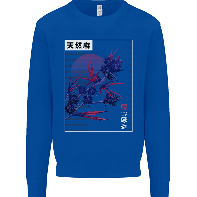 Cannabis Vaporwave Drugs Marijuana Weed Mens Sweatshirt Jumper Royal Blue