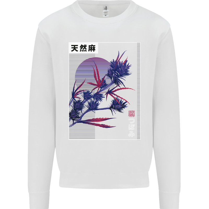 Cannabis Vaporwave Drugs Marijuana Weed Mens Sweatshirt Jumper White