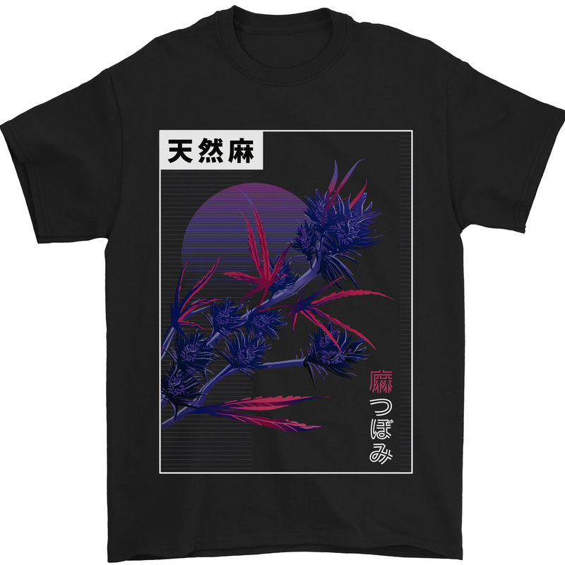 Cannabis Vaporwave Drugs Marijuana Weed Mens T-Shirt 100% Cotton Black