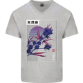 Cannabis Vaporwave Drugs Marijuana Weed Mens V-Neck Cotton T-Shirt Sports Grey