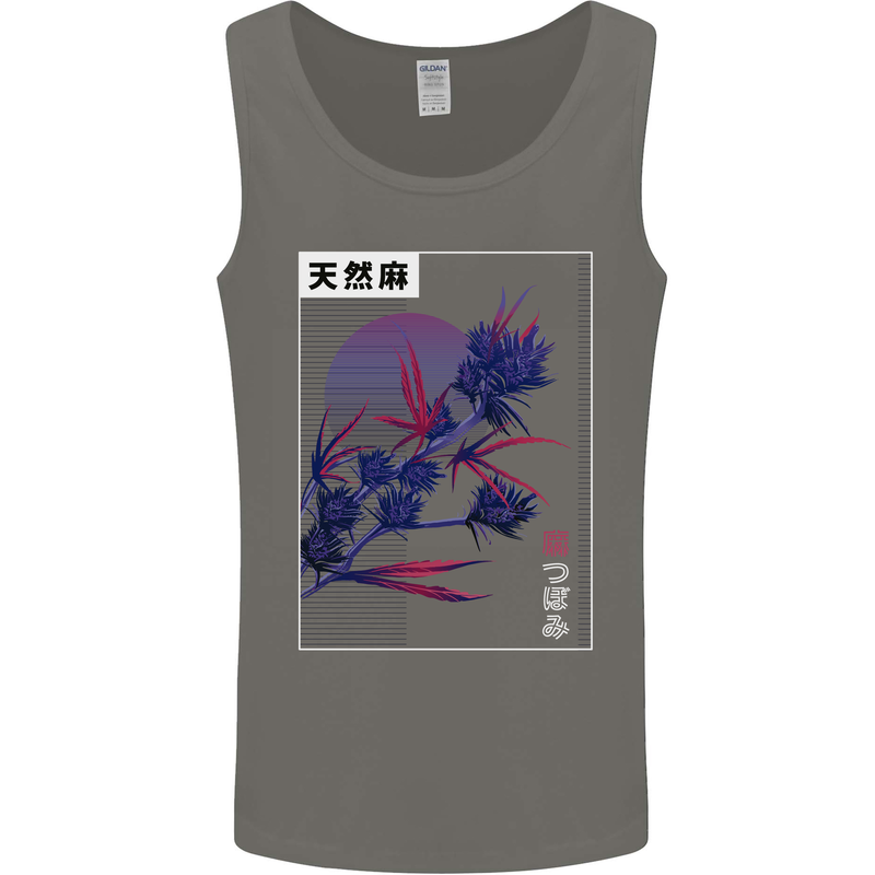 Cannabis Vaporwave Drugs Marijuana Weed Mens Vest Tank Top Charcoal