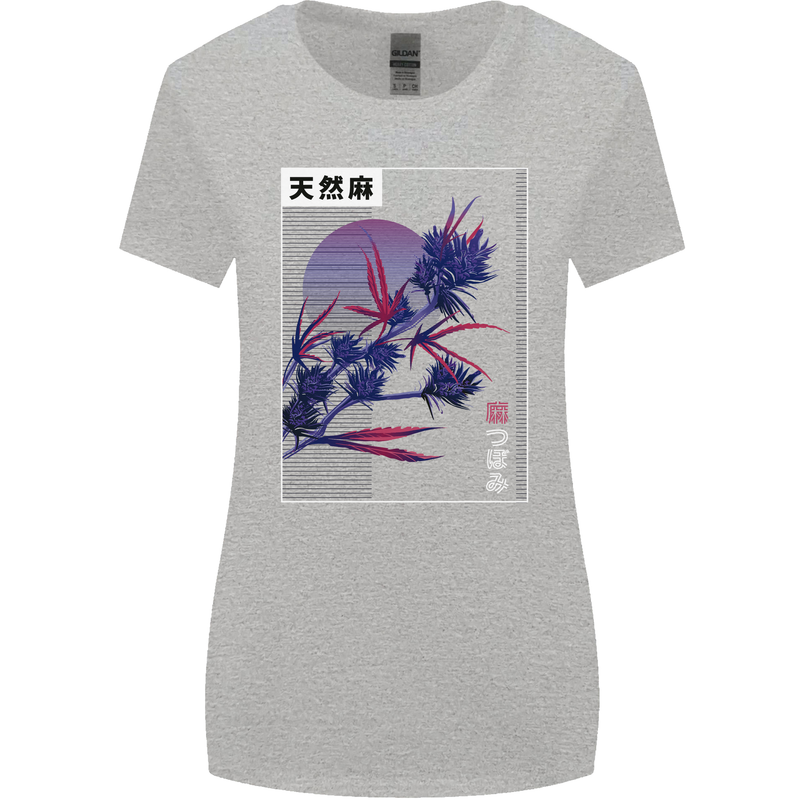Cannabis Vaporwave Drugs Marijuana Weed Womens Wider Cut T-Shirt Sports Grey