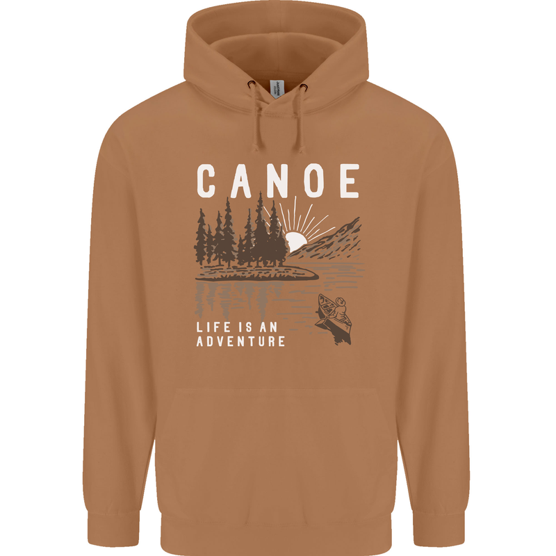 Canoe Adventure Canoeing Kayak Kayaking Mens 80% Cotton Hoodie Caramel Latte