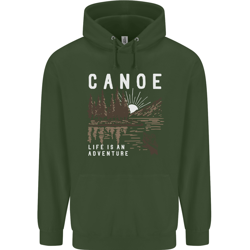 Canoe Adventure Canoeing Kayak Kayaking Mens 80% Cotton Hoodie Forest Green