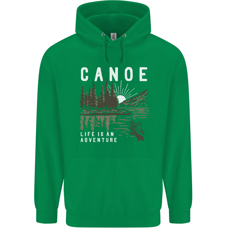 Canoe Adventure Canoeing Kayak Kayaking Mens 80% Cotton Hoodie Irish Green