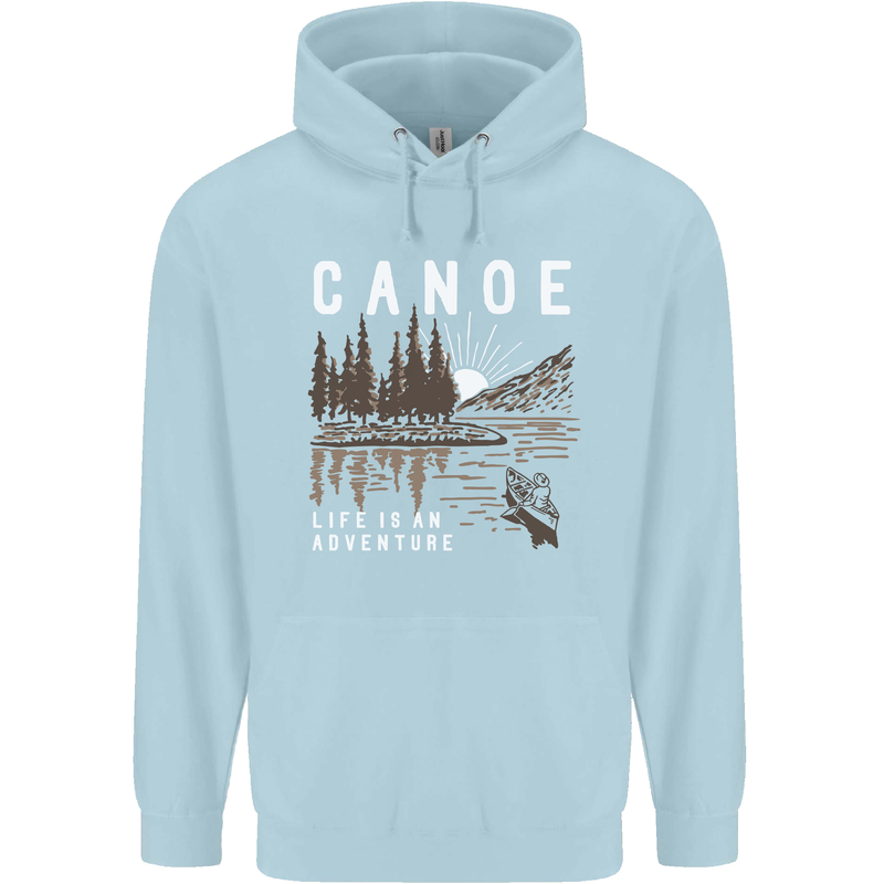 Canoe Adventure Canoeing Kayak Kayaking Mens 80% Cotton Hoodie Light Blue