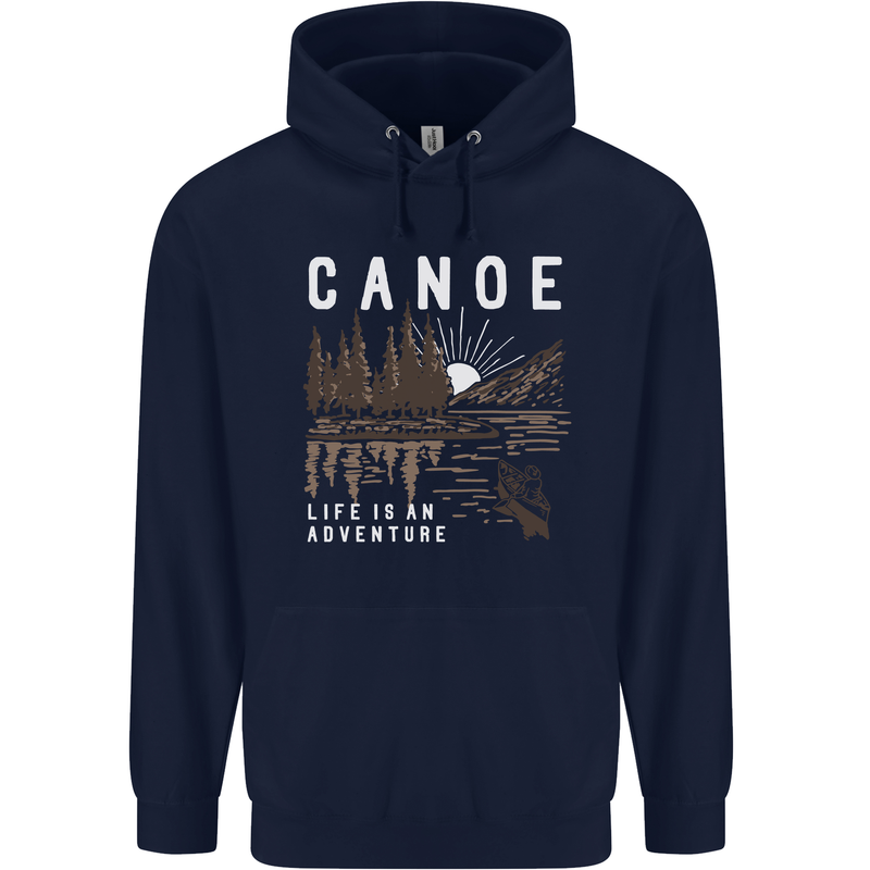 Canoe Adventure Canoeing Kayak Kayaking Mens 80% Cotton Hoodie Navy Blue
