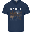 Canoe Adventure Canoeing Kayak Kayaking Mens V-Neck Cotton T-Shirt Navy Blue
