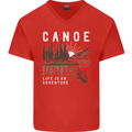Canoe Adventure Canoeing Kayak Kayaking Mens V-Neck Cotton T-Shirt Red