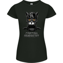 Captain Americat Funny Superhero Cat Womens Petite Cut T-Shirt Black