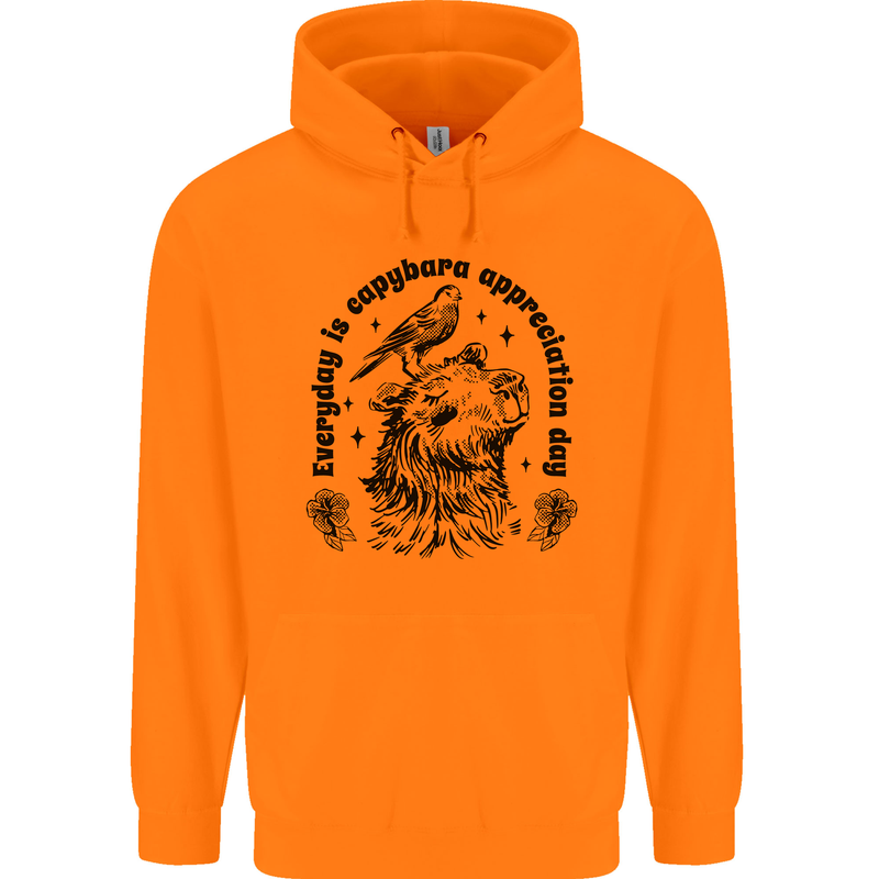 Capybara Appreciation Day Childrens Kids Hoodie Orange
