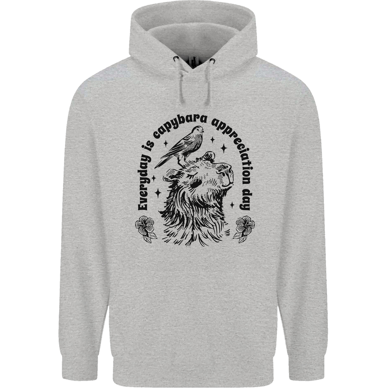 Capybara Appreciation Day Childrens Kids Hoodie Sports Grey