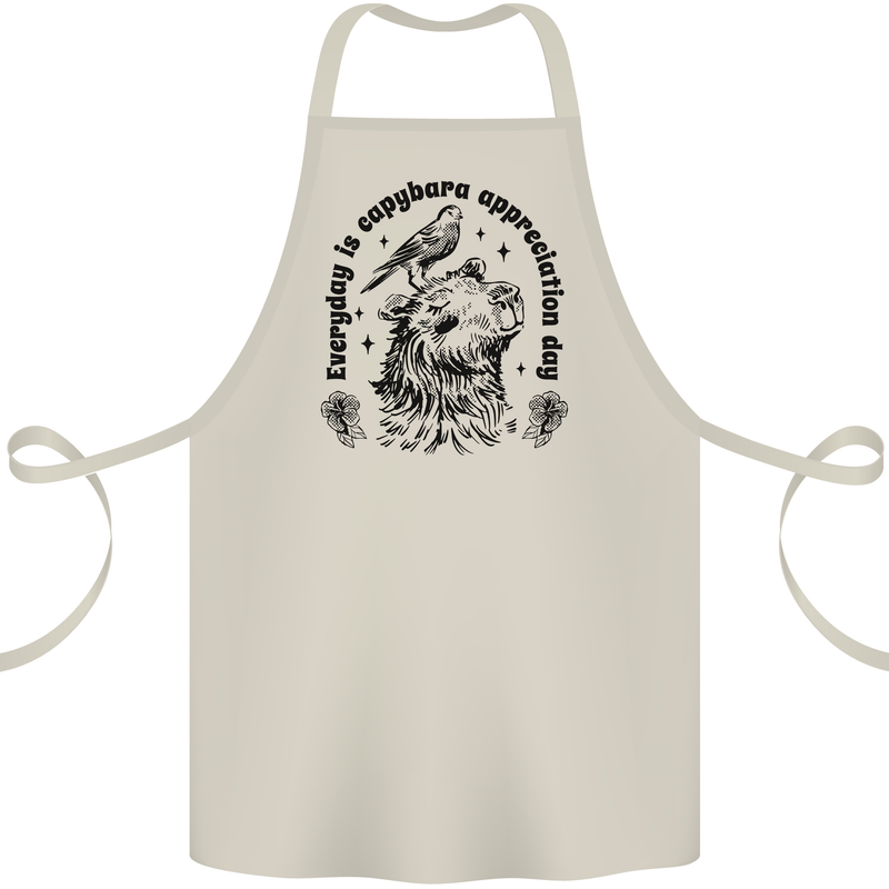 Capybara Appreciation Day Cotton Apron 100% Organic Natural