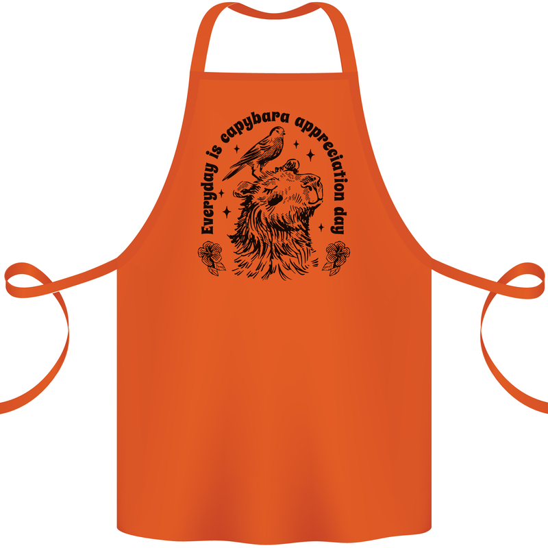 Capybara Appreciation Day Cotton Apron 100% Organic Orange