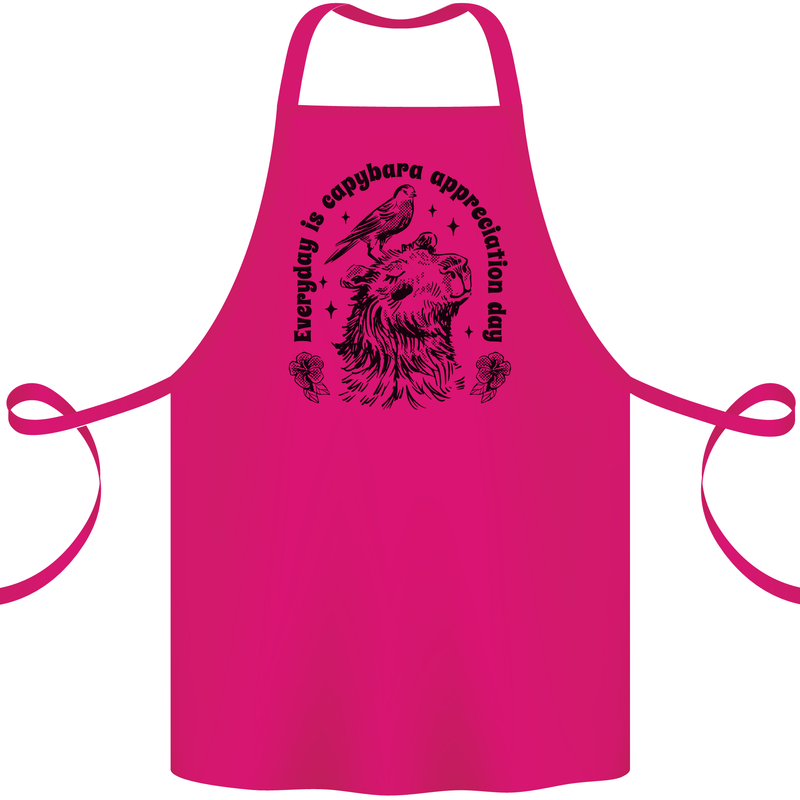 Capybara Appreciation Day Cotton Apron 100% Organic Pink