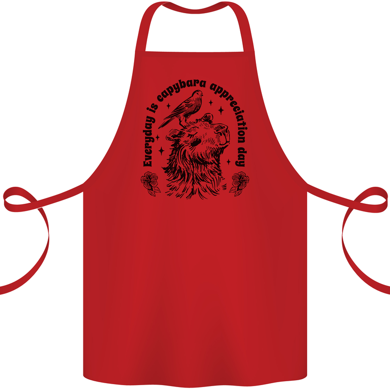 Capybara Appreciation Day Cotton Apron 100% Organic Red