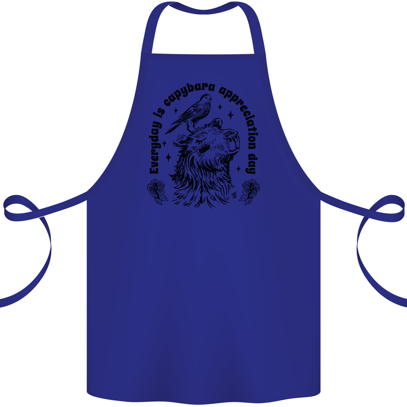 Capybara Appreciation Day Cotton Apron 100% Organic Royal Blue