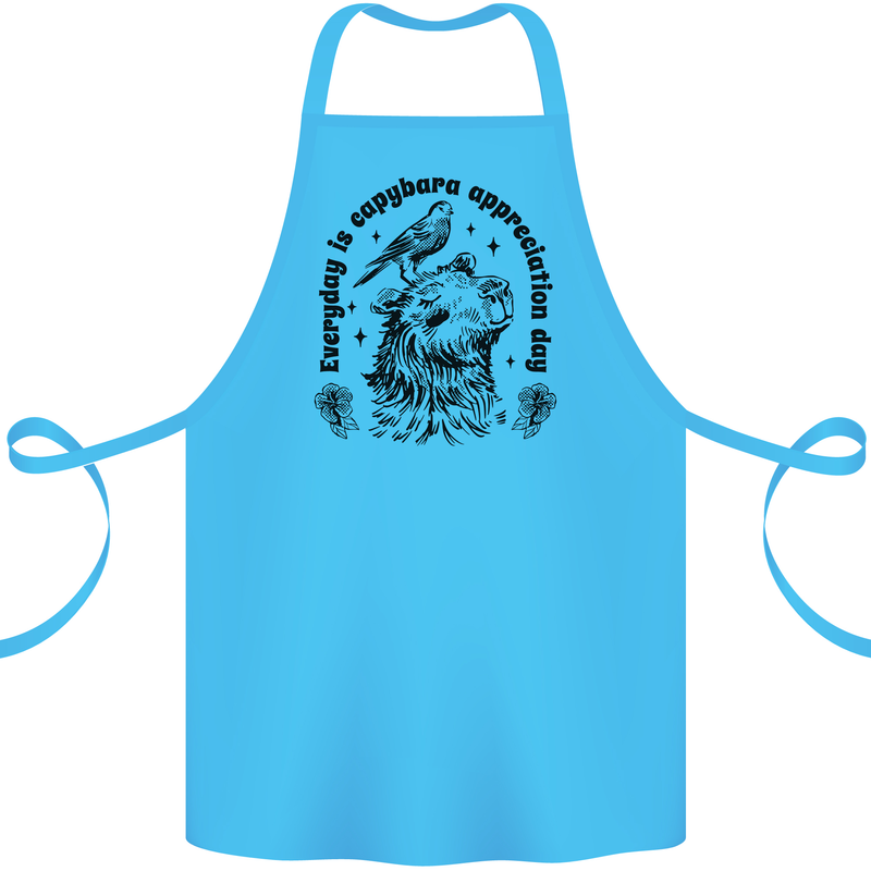Capybara Appreciation Day Cotton Apron 100% Organic Turquoise
