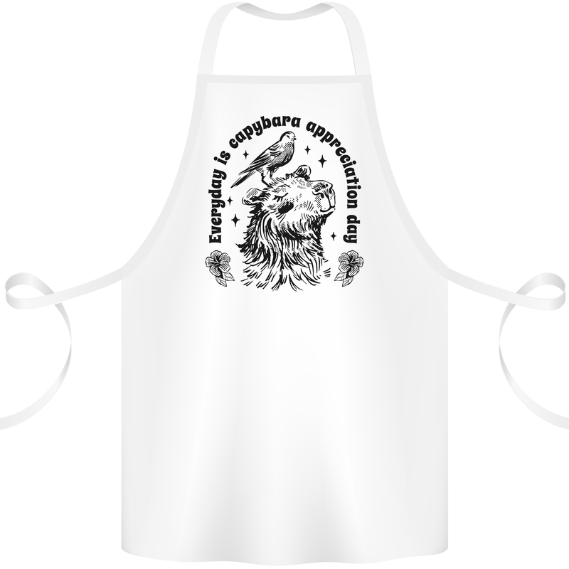 Capybara Appreciation Day Cotton Apron 100% Organic White