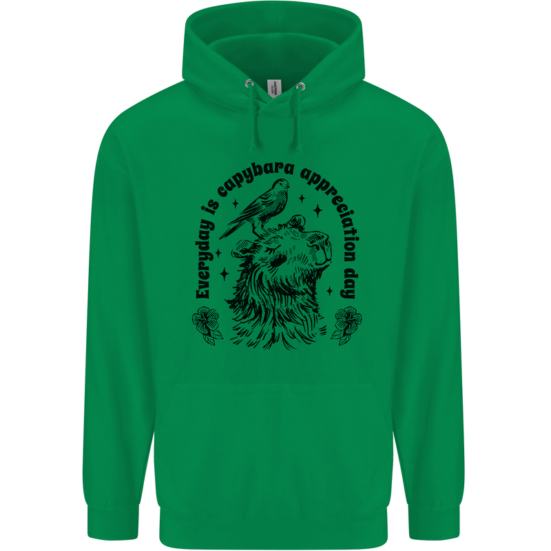 Capybara Appreciation Day Mens 80% Cotton Hoodie Irish Green