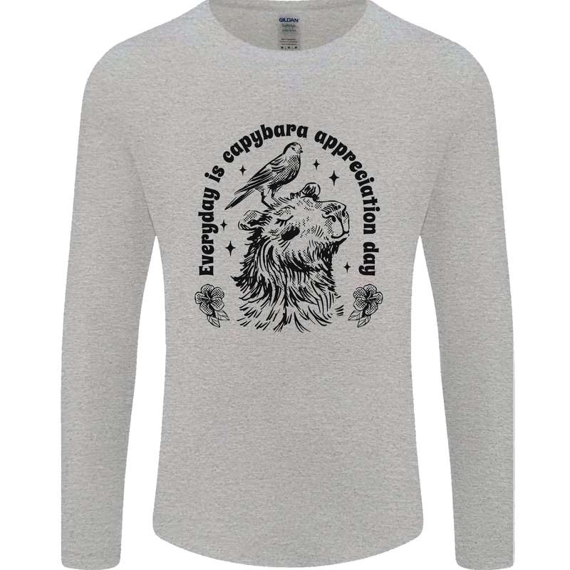 Capybara Appreciation Day Mens Long Sleeve T-Shirt Sports Grey