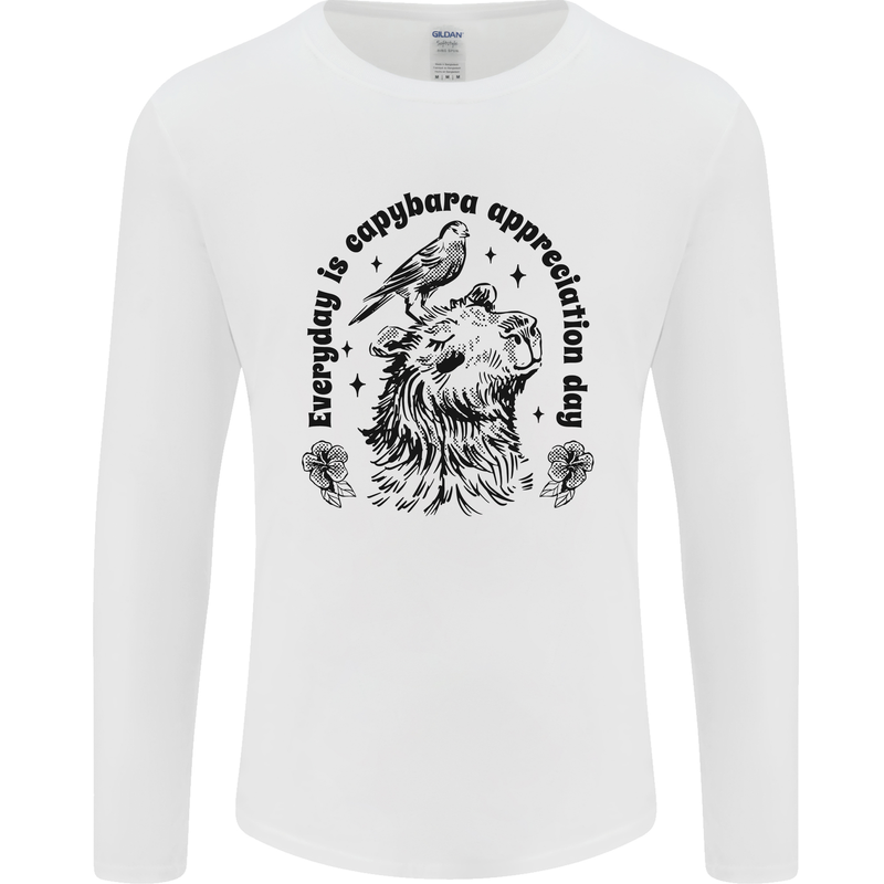 Capybara Appreciation Day Mens Long Sleeve T-Shirt White