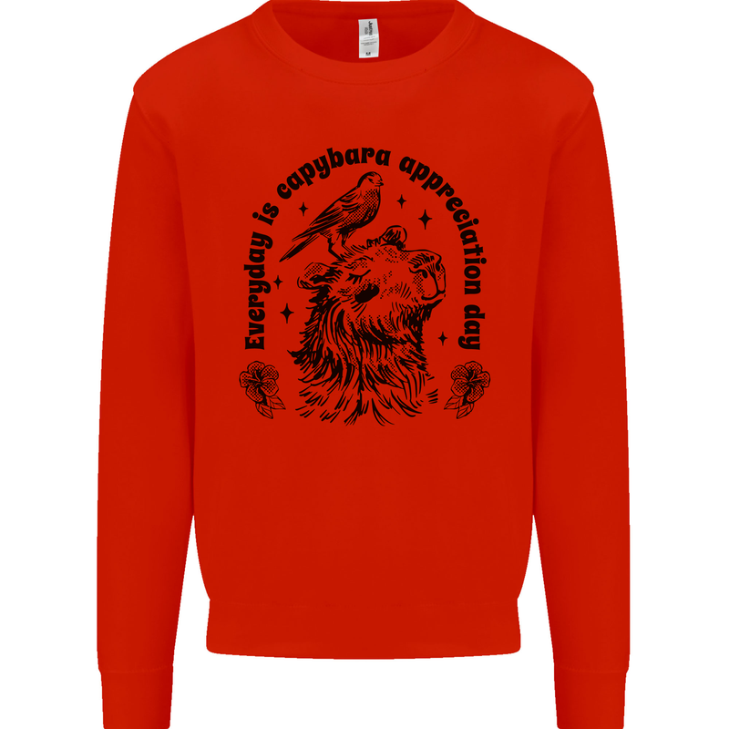 Capybara Appreciation Day Mens Sweatshirt Jumper Bright Red