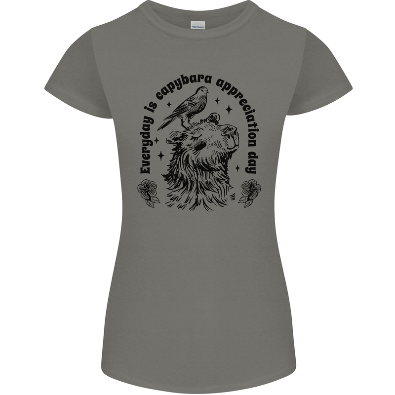 Capybara Appreciation Day Womens Petite Cut T-Shirt Charcoal