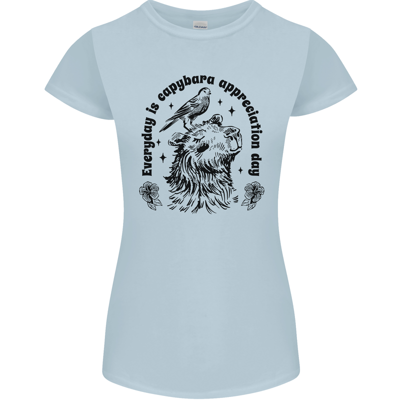 Capybara Appreciation Day Womens Petite Cut T-Shirt Light Blue