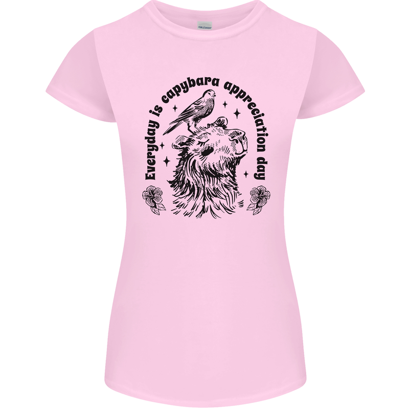 Capybara Appreciation Day Womens Petite Cut T-Shirt Light Pink