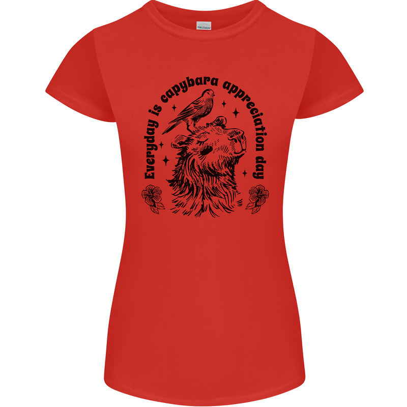 Capybara Appreciation Day Womens Petite Cut T-Shirt Red