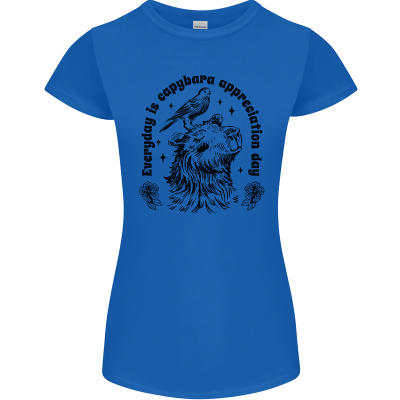 Capybara Appreciation Day Womens Petite Cut T-Shirt Royal Blue