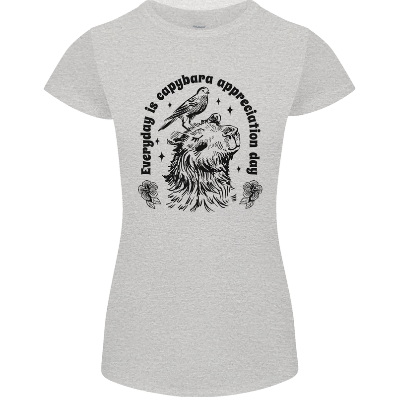 Capybara Appreciation Day Womens Petite Cut T-Shirt Sports Grey