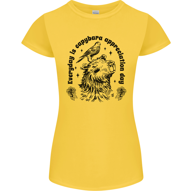 Capybara Appreciation Day Womens Petite Cut T-Shirt Yellow