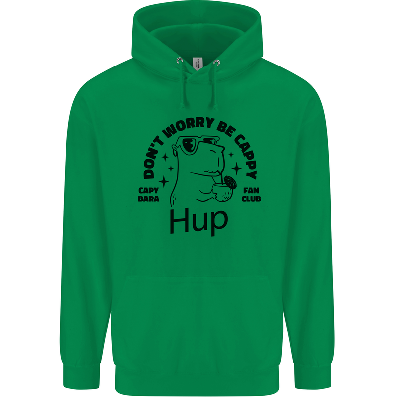 Capybara Be Cappy Funny Childrens Kids Hoodie Irish Green