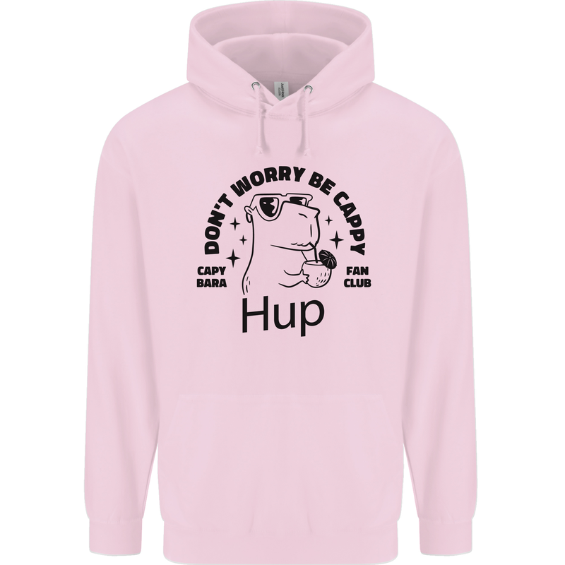 Capybara Be Cappy Funny Childrens Kids Hoodie Light Pink