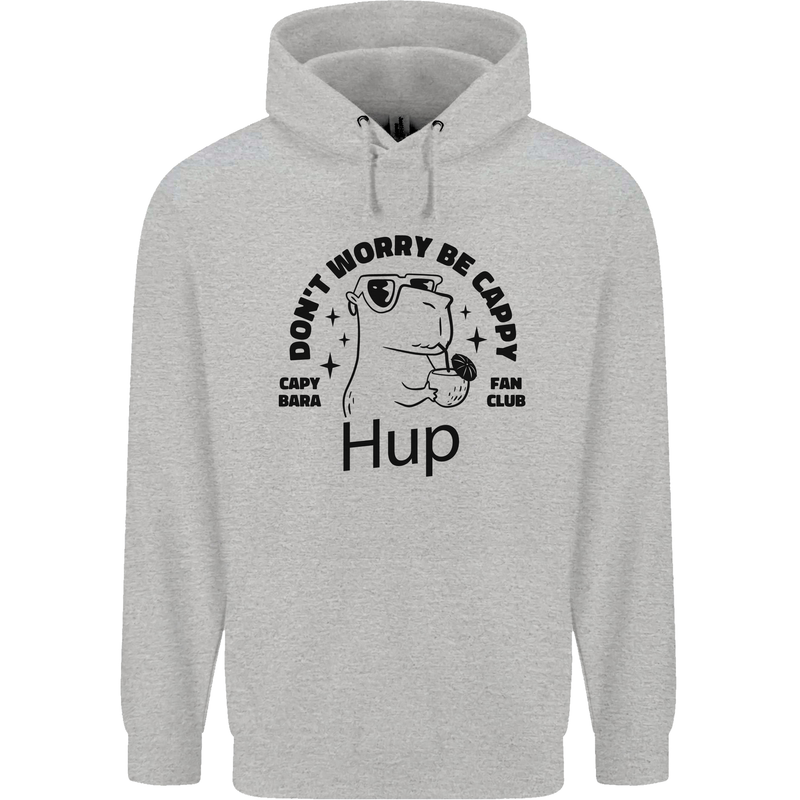 Capybara Be Cappy Funny Childrens Kids Hoodie Sports Grey