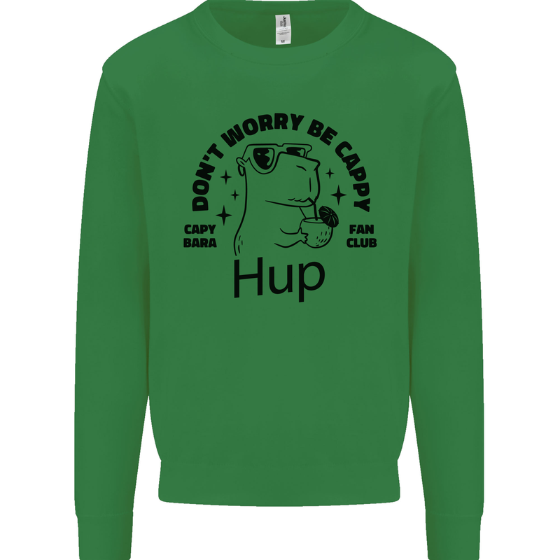 Capybara Be Cappy Funny Kids Sweatshirt Jumper Irish Green