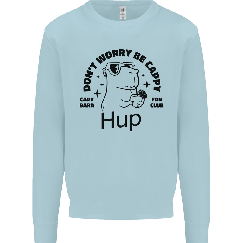 Capybara Be Cappy Funny Kids Sweatshirt Jumper Light Blue