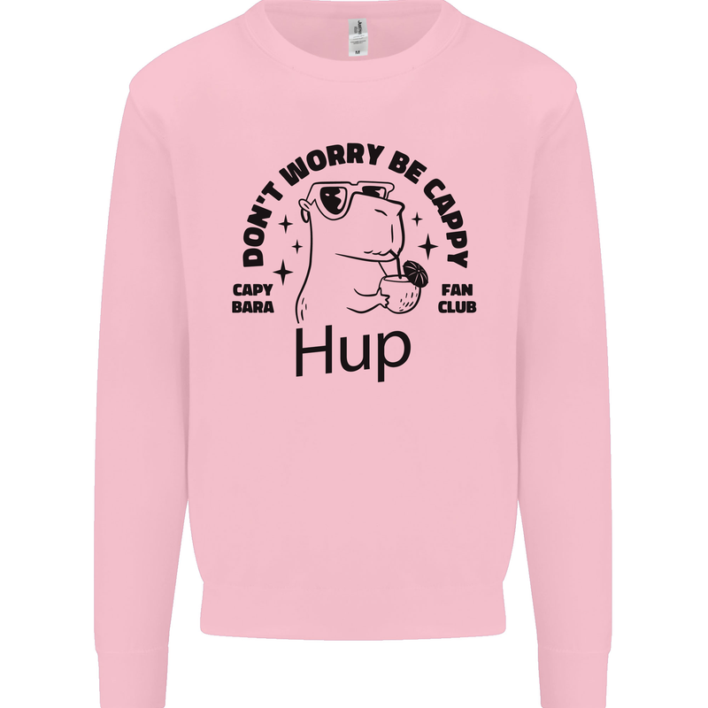 Capybara Be Cappy Funny Kids Sweatshirt Jumper Light Pink