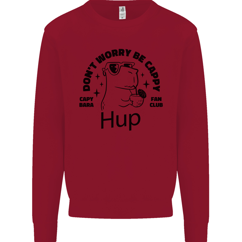 Capybara Be Cappy Funny Kids Sweatshirt Jumper Red