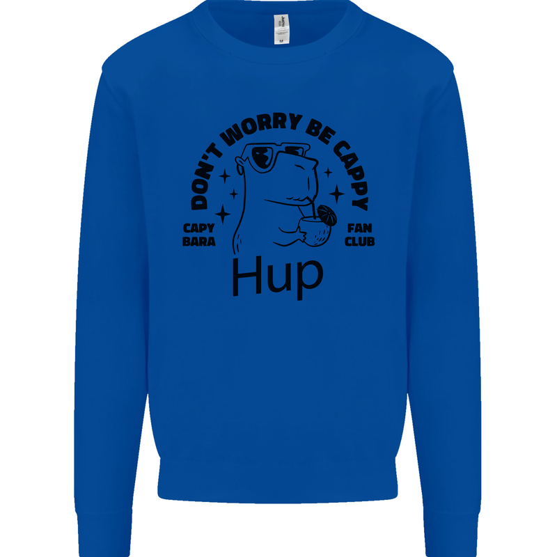 Capybara Be Cappy Funny Kids Sweatshirt Jumper Royal Blue