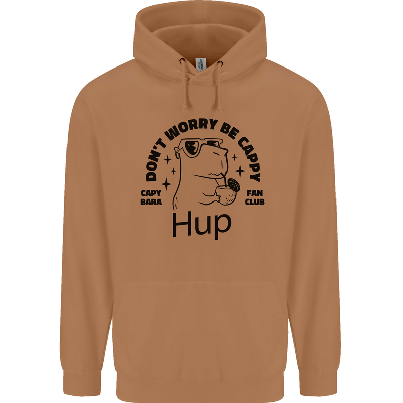 Capybara Be Cappy Funny Mens 80% Cotton Hoodie Caramel Latte