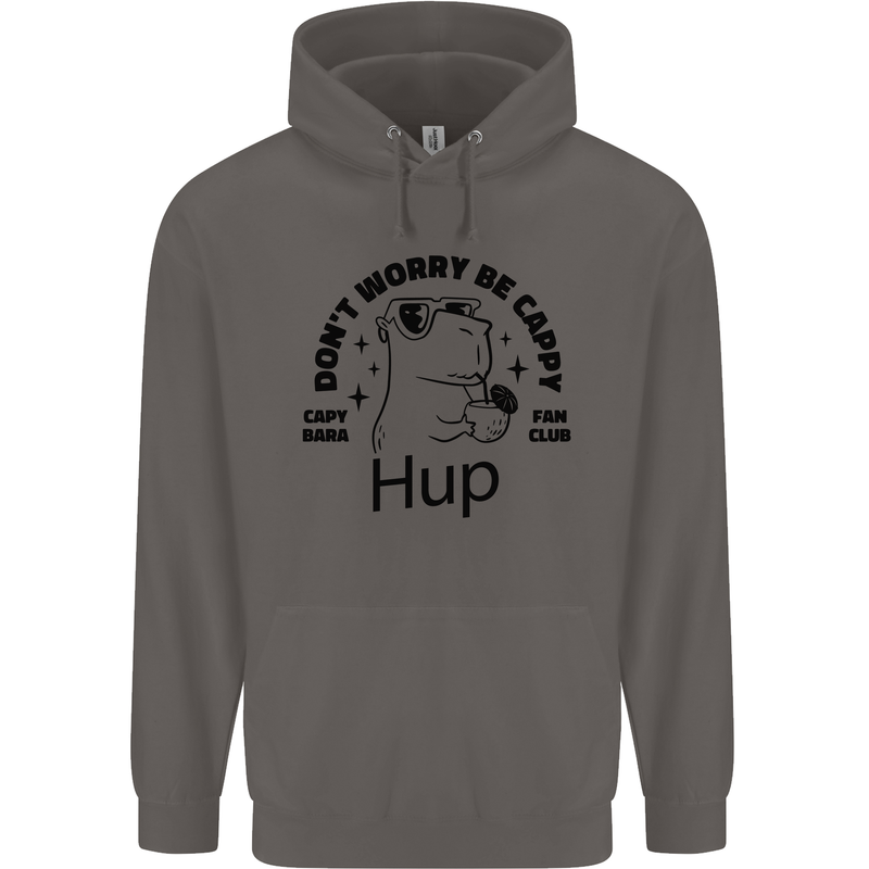 Capybara Be Cappy Funny Mens 80% Cotton Hoodie Charcoal