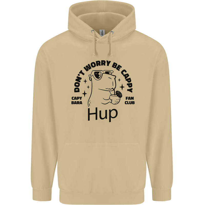 Capybara Be Cappy Funny Mens 80% Cotton Hoodie Sand