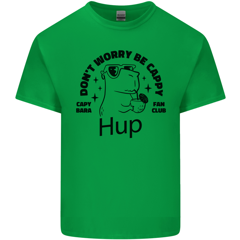 Capybara Be Cappy Funny Mens Cotton T-Shirt Tee Top Irish Green