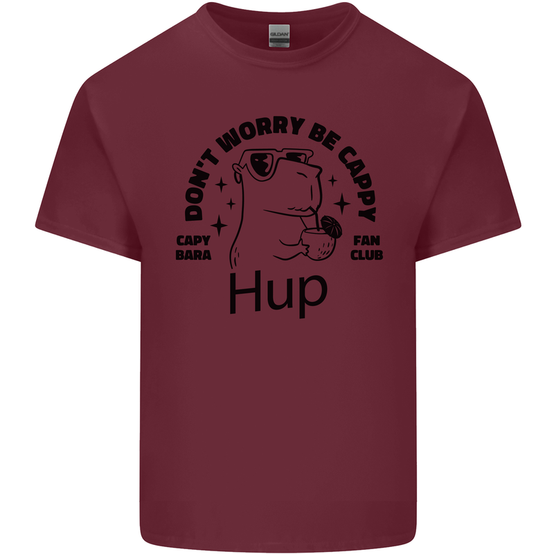 Capybara Be Cappy Funny Mens Cotton T-Shirt Tee Top Maroon