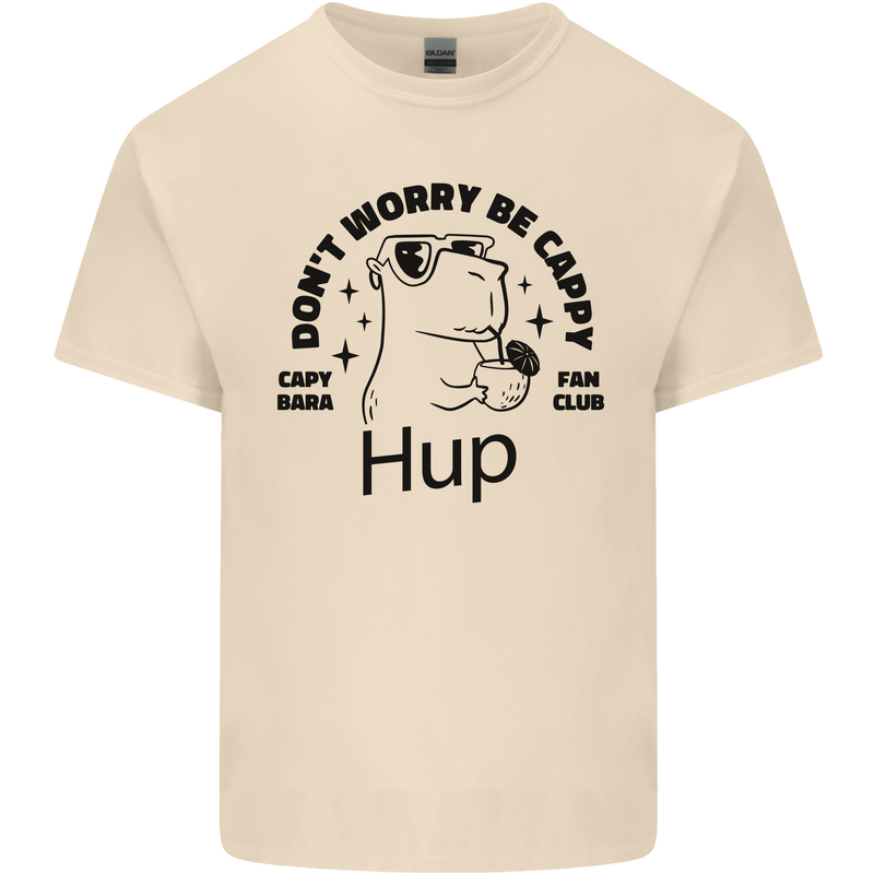 Capybara Be Cappy Funny Mens Cotton T-Shirt Tee Top Natural