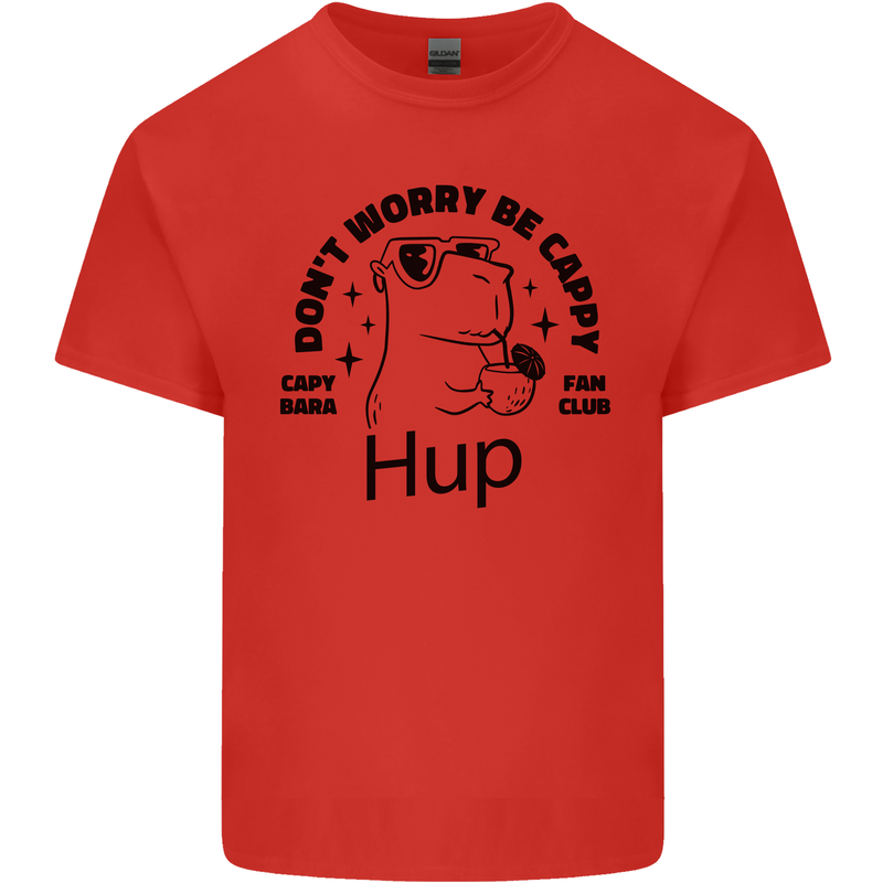 Capybara Be Cappy Funny Mens Cotton T-Shirt Tee Top Red